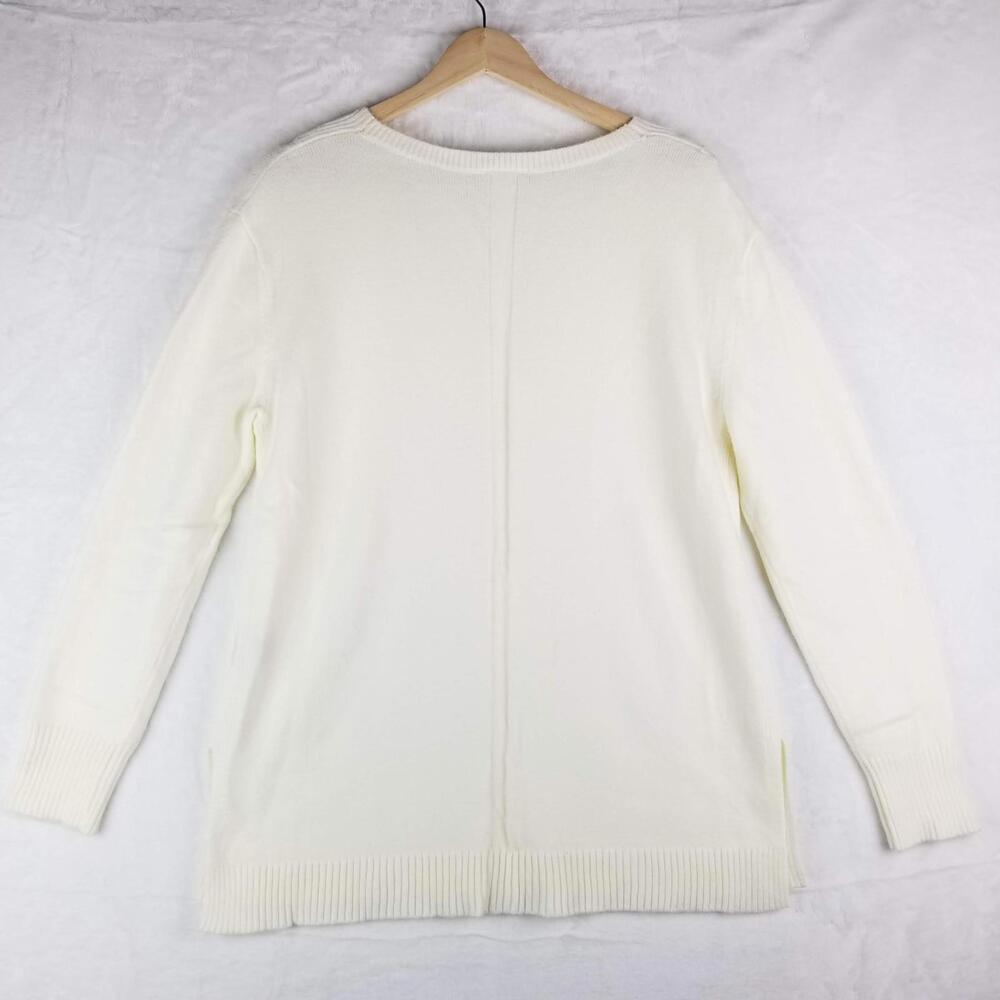 Anthropologie V-Neck Sweater Small Cream Ultra Soft Cozy Academia Preppy - Picture 2 of 8